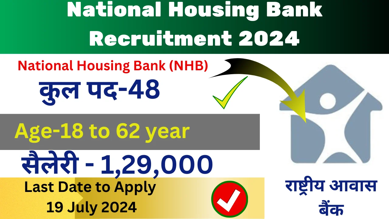 NHB Vacancy 2024 : राष्ट्रीय आवास बैंक में मैनेजर समेत 48 पदों पर निकली भर्ती, 19 जुलाई तक करें आवेदन, पढ़ें डीटेल्स